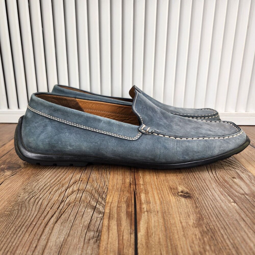 Geox Respira Driving Loafers Mens 13 EU 47 Navy Blue Suede Preppy Slip On Shoes